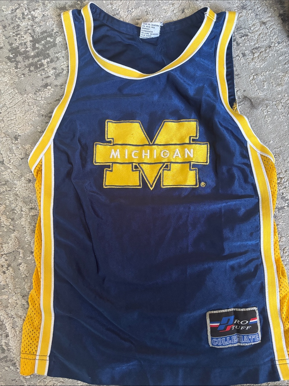 VINTAGE Michigan Kids Navy & Yellow Jersey Tank Top -